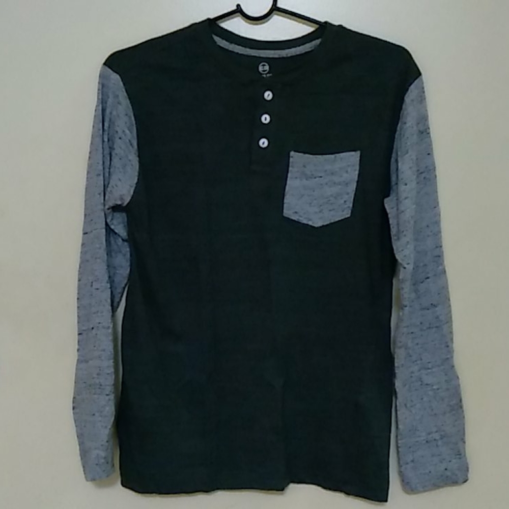 Junior boy long sleeve tee 14/16 large green/grey